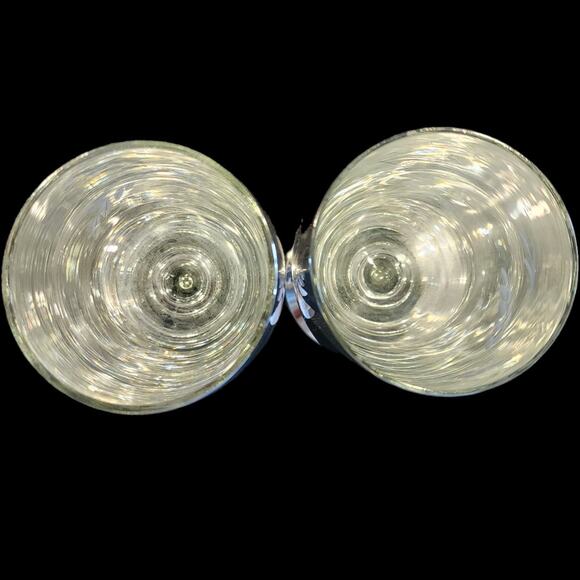 Candlelite Crystal Mueller Etched Glass Silver Goblets Wine Hand Blown Vintage - Picture 6 of 7